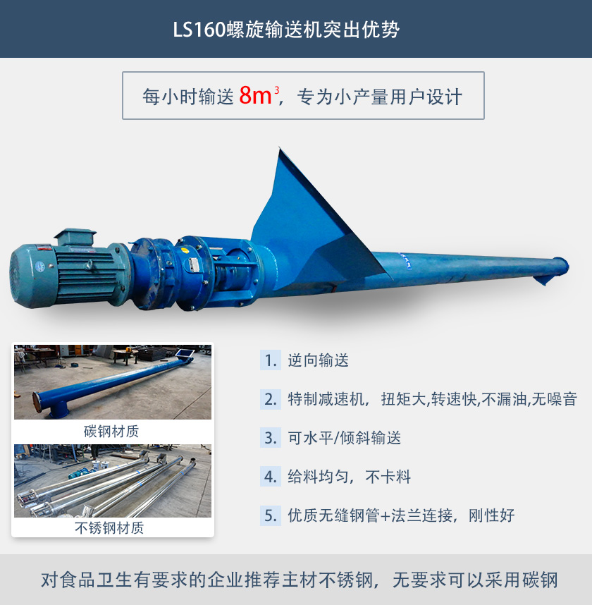 LS160螺旋（xuán）輸送機（jī）突出優勢