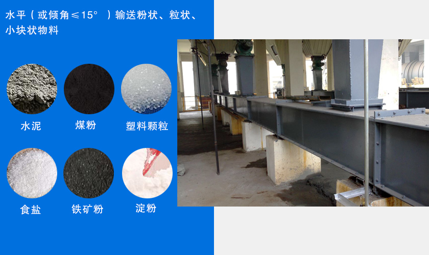 FU鏈式輸送機主要用於水平或傾斜輸送粉狀、粒狀（zhuàng）或小塊狀物料