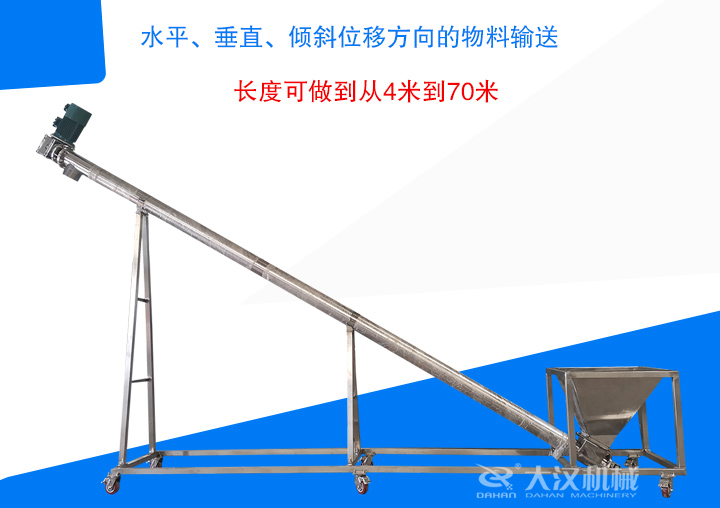 長度可做到從（cóng）4米到70米 ，支持水（shuǐ）平、垂直、傾斜位移方向的物料輸送